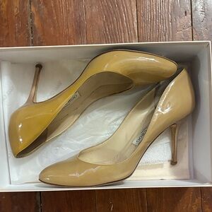 Jimmy Choo Tan Patent Leather Heels